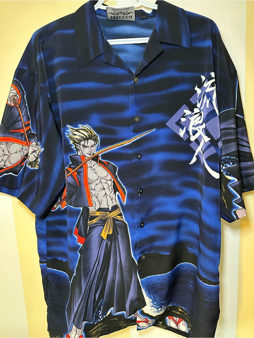 Mecca Anime AOP Casual Button Down Shirt Mens Size Large